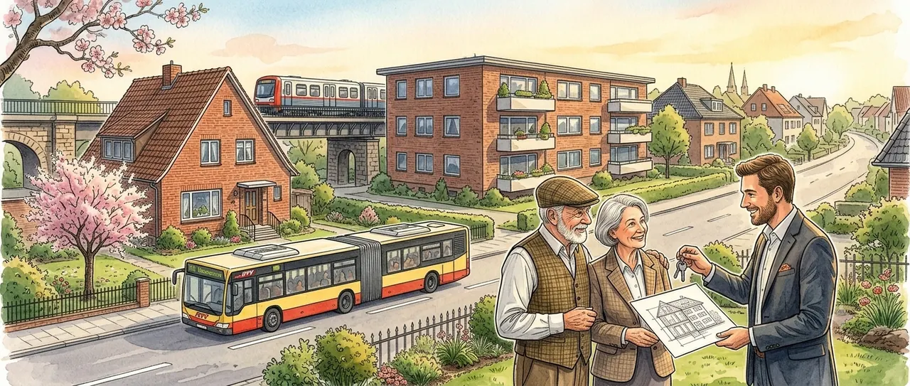 Illustration: Schlüsselübergabe beim Immobilienverkauf in Hamburg